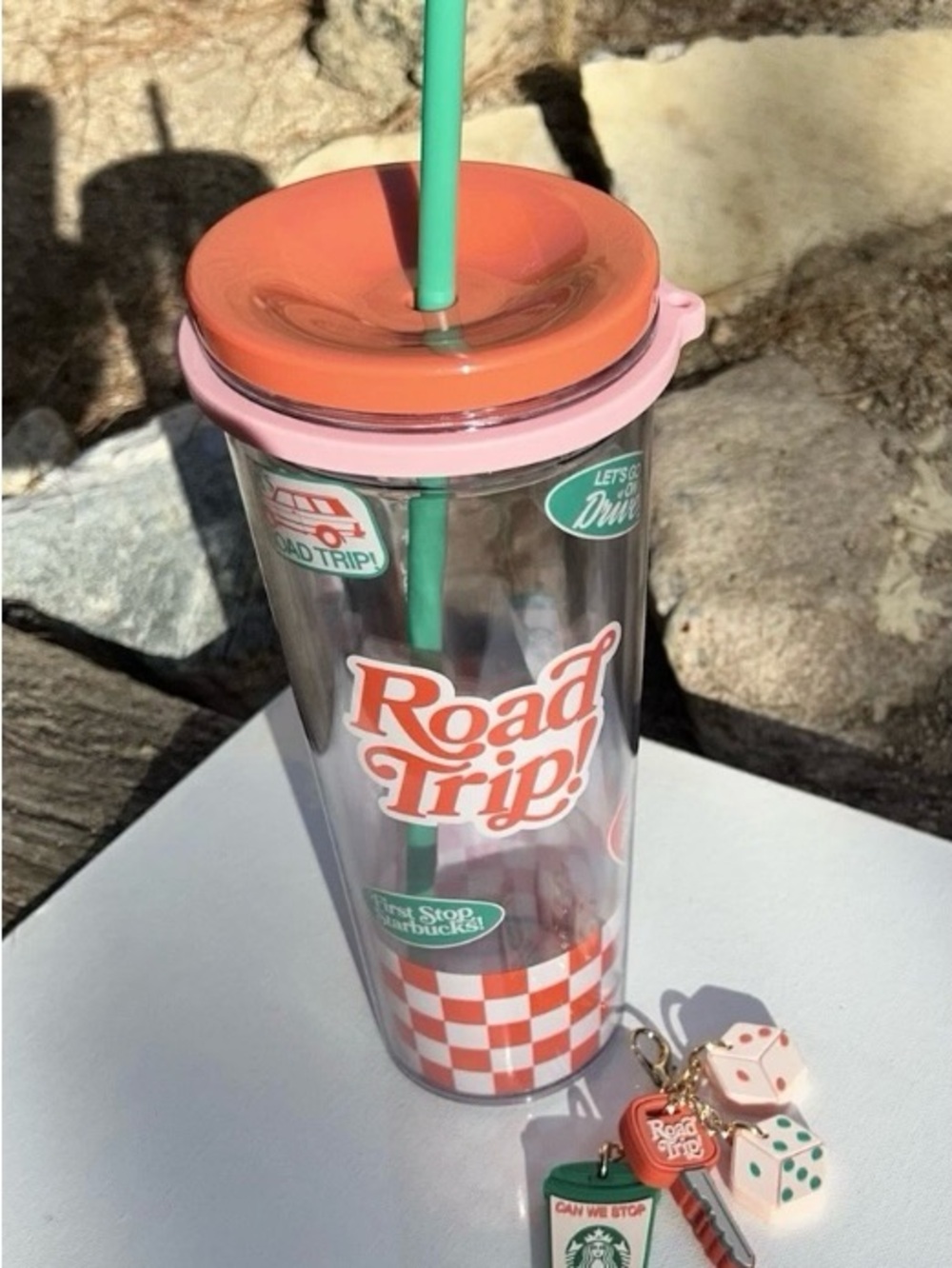 Starbucks + Dandy Summer Road Trip Cold Cup Tumbler with Dangle Charms NWT